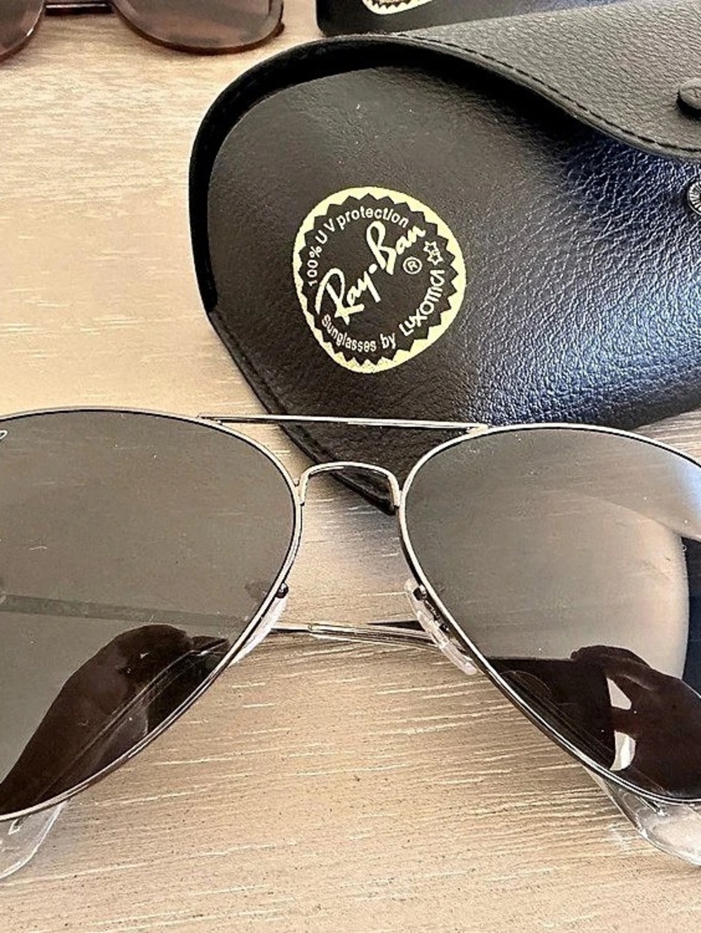Ray-Ban RB3025 Aviator Large Metal Polarized Sunglasses Black & Brown